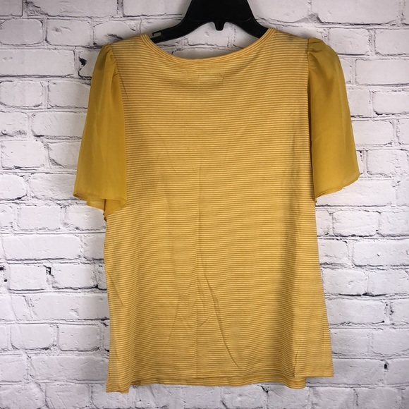 Loft Mustard Yellow Striped Tee Size Medium - Picture 4 of 5